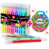 48 Gelpennen + Gratis Kleurboek – Glitterpennen & Glitterstiften – Neon, Metallic & Pastel – Kleurstiften voor Kinderen & Volwassenen