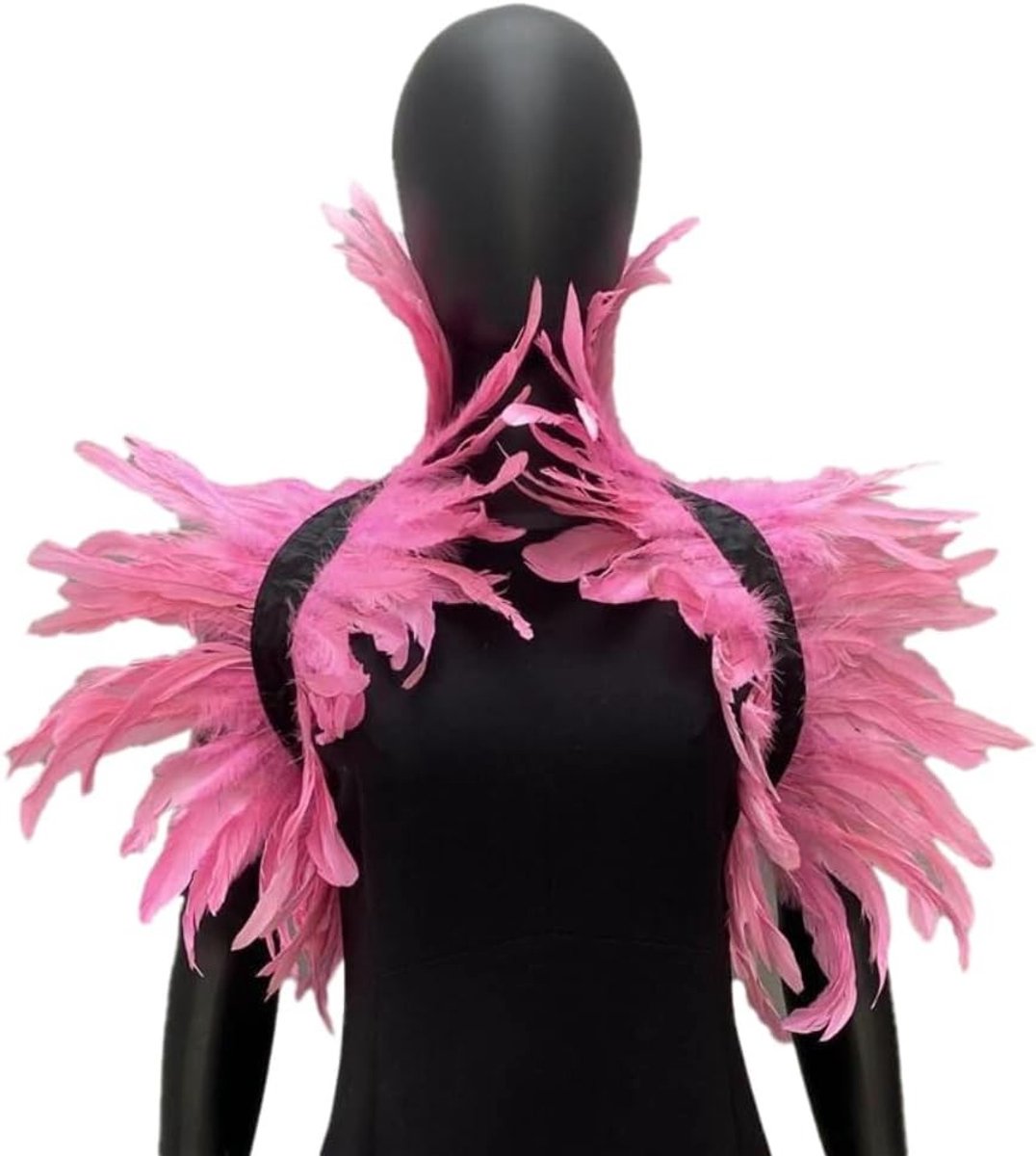 Gothic Feestelijke Cape met Veer Kraag voor Halloween, Carnavalskostuum en Cosplay Party in Roze
