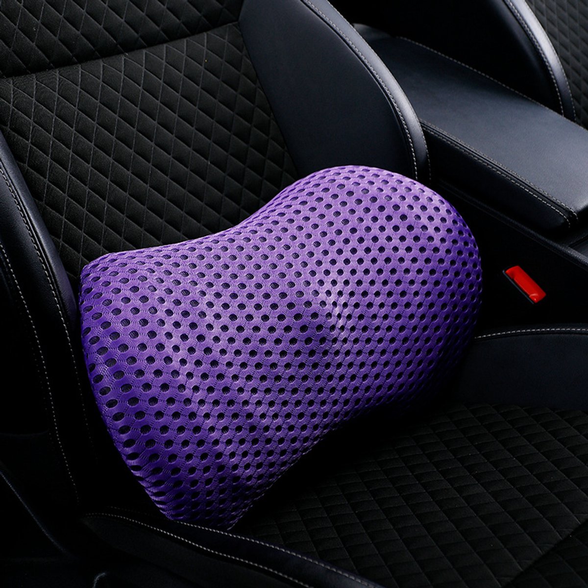 Ergonomisch rugkussen - 46×22x16 cm - Rugsteun - Orthopedisch rugkussen - Lendensteun - Rugsteun Auto - Rugondersteuning - Onderrugondersteuning - Lendenkussen - Ergonomisch - Traagschuim - Geschikt voor Bureaustoel, Auto, Bed, Bank - Paars