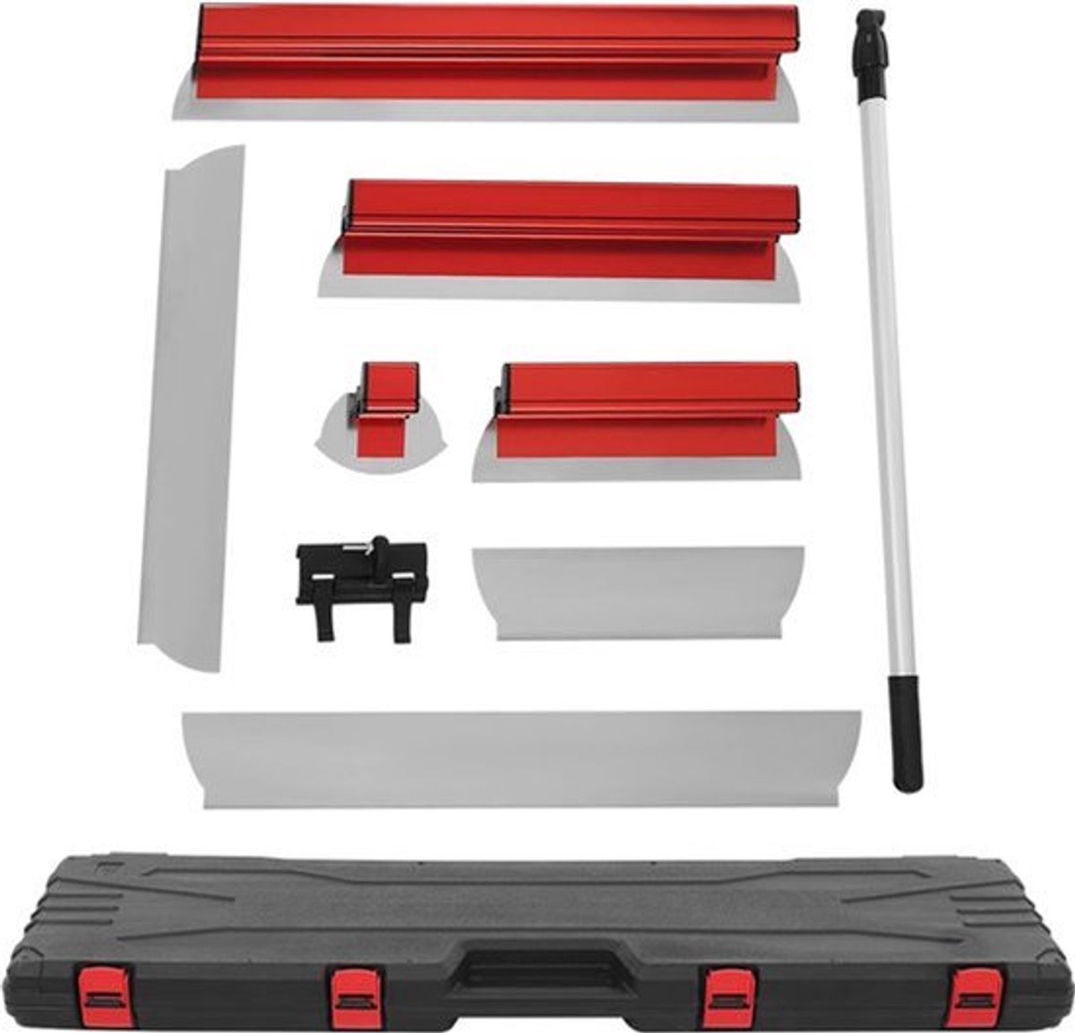 Gipsplaten Skimming Blade Set Rood - 3 Maten Skimmbladen - Verstelbare Handgreep - Voor Muur En Plafond - Professionele Afwerking