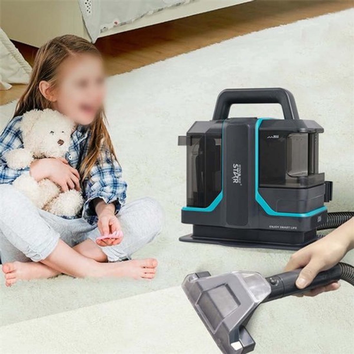 Tapijtreiniger Handheld - 450W 11KPa Zuigkracht - 1080 ml Tankinhoud - ABS Materiaal - Voor Auto En Bank - Vlekkenreiniger