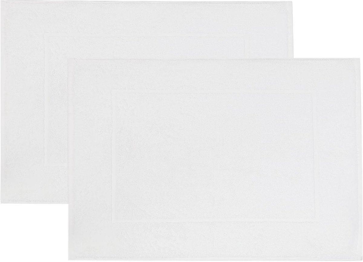 Badmat - Set van 2 - 50 x 70 cm - 100% katoen - Modern - Machinewasbaar - Oeko-Tex - Wit