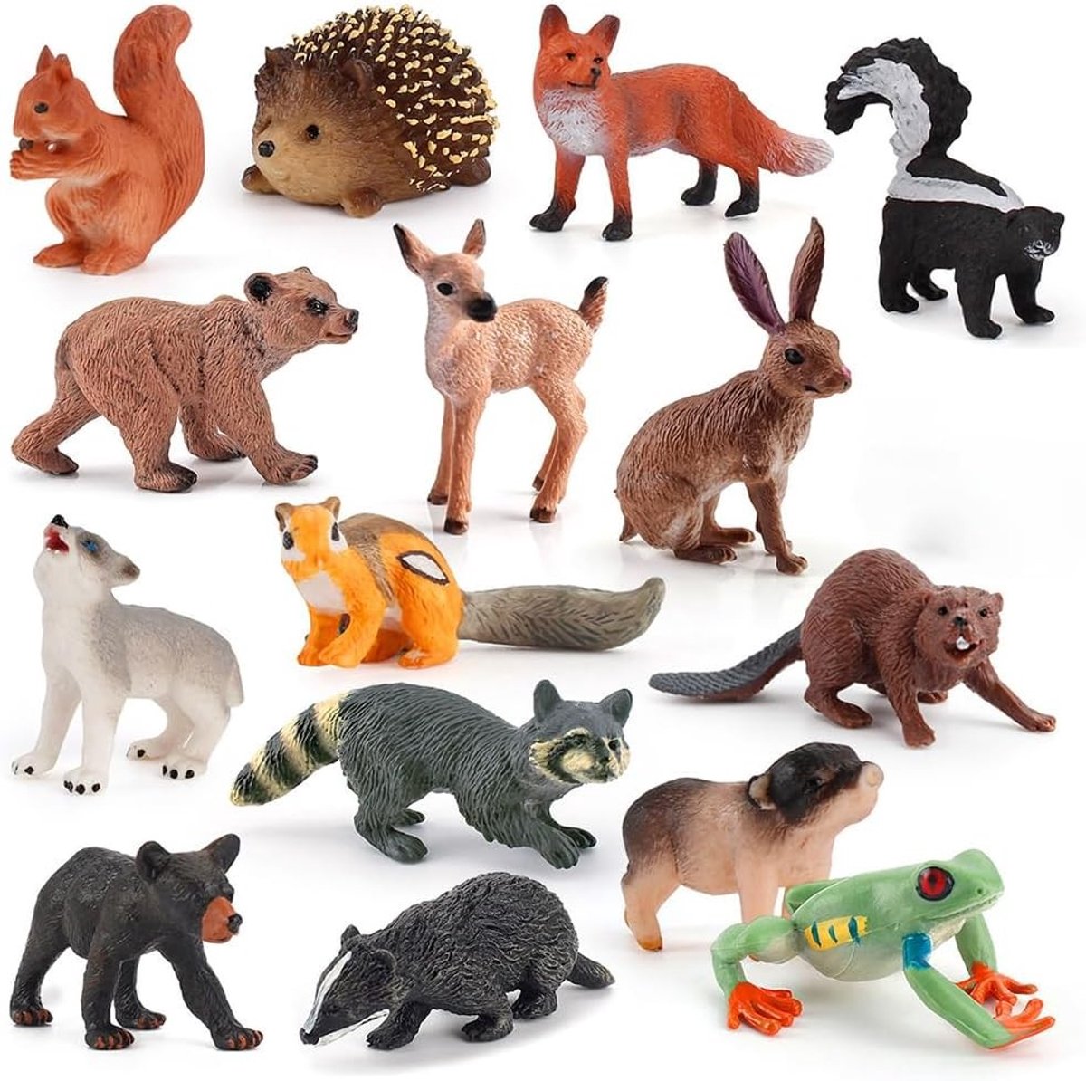 Set van 16 Jungle Dieren Figuren, Safari Speelgoed voor Kinderen, Mini Cake Toppers voor Verjaardagen en Feestjes
