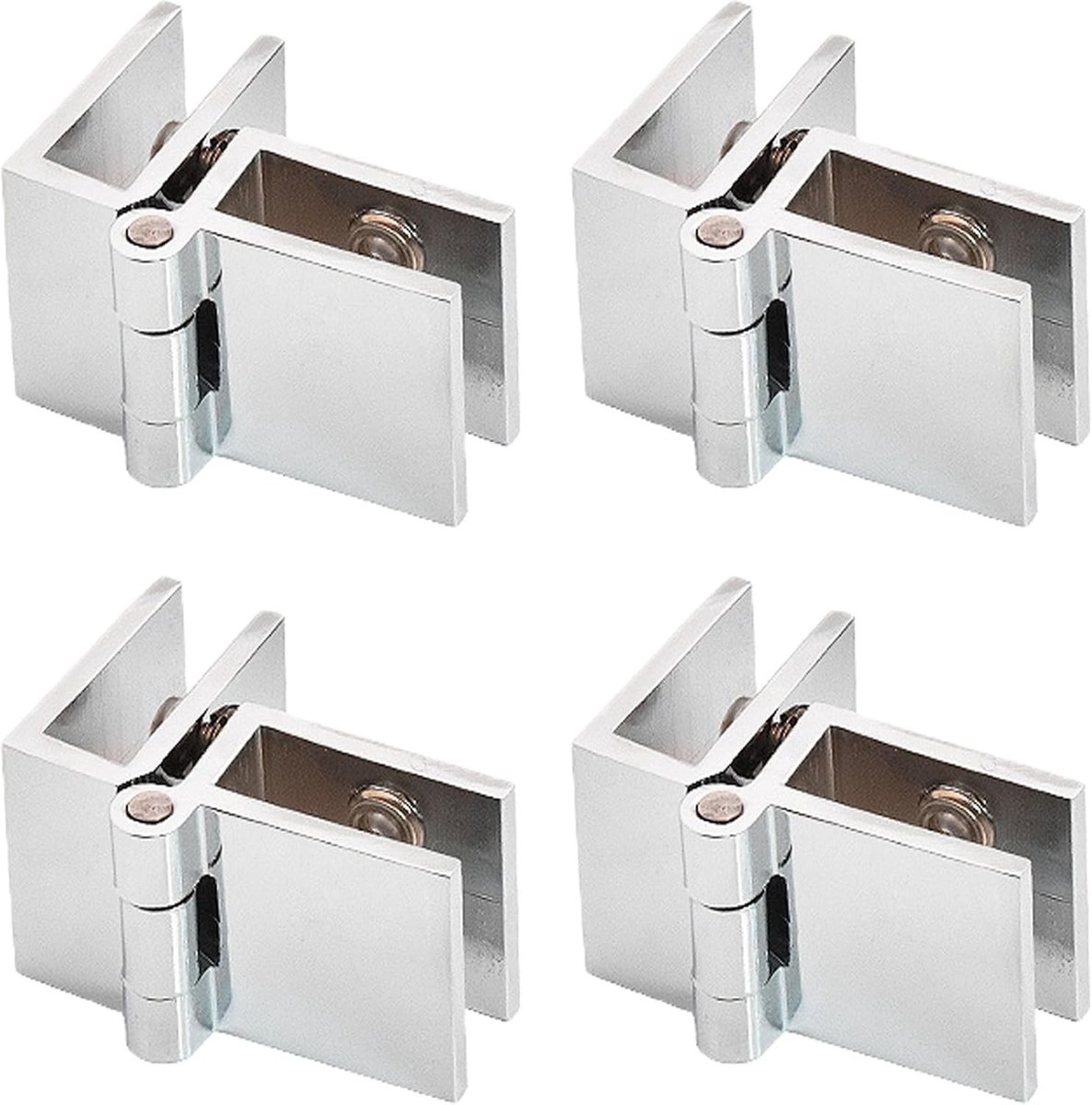 Set van 4 Stuks Glazen Deurclips van Zinklegering - Ideaal voor Badkamers en Opslagdozen, Perfect voor Glazen Deuren en Meubels