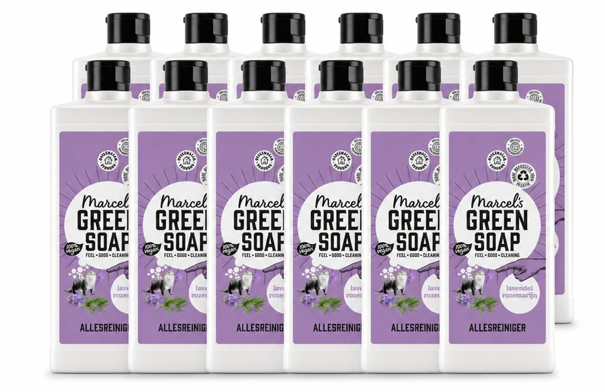 12 x Marcel's Green Soap - Allesreiniger - Lavendel & Rozemarijn - Natuurlijk & effectief - 750 ml - Voordeelverpakking - 12 stuks