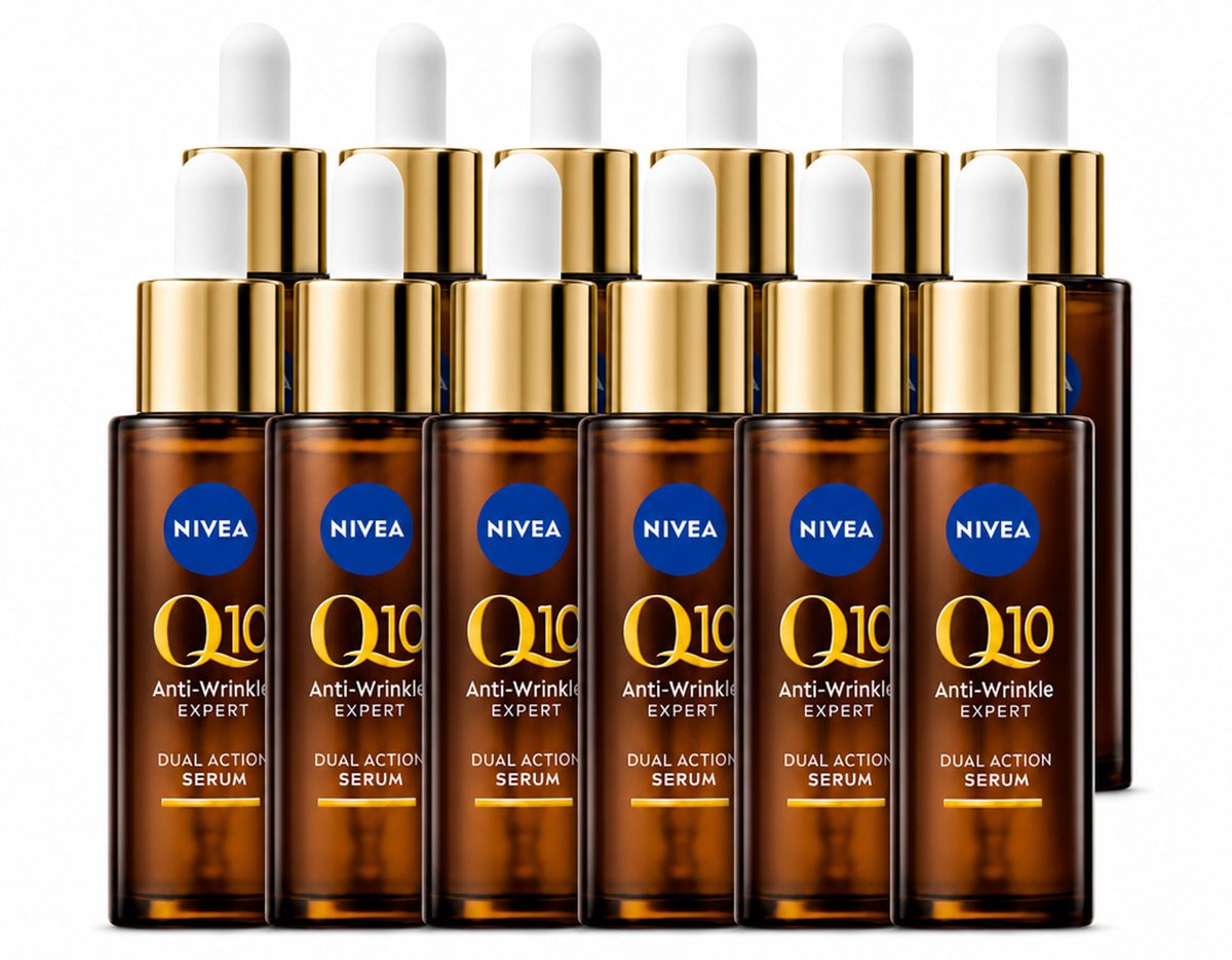 12 x NIVEA - Gezichtsserum - Q10 Dubbele Werking Anti-Rimpel - Dubbele werking - Vermindert & voorkomt rimpels - 30 ml - Voordeelverpakking - 12 stuks