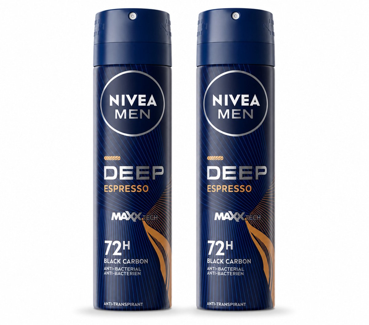2 x NIVEA MEN - Deodorant Spray - Deep Espresso - 150 ml - Bulkverpakking - 2 stuks