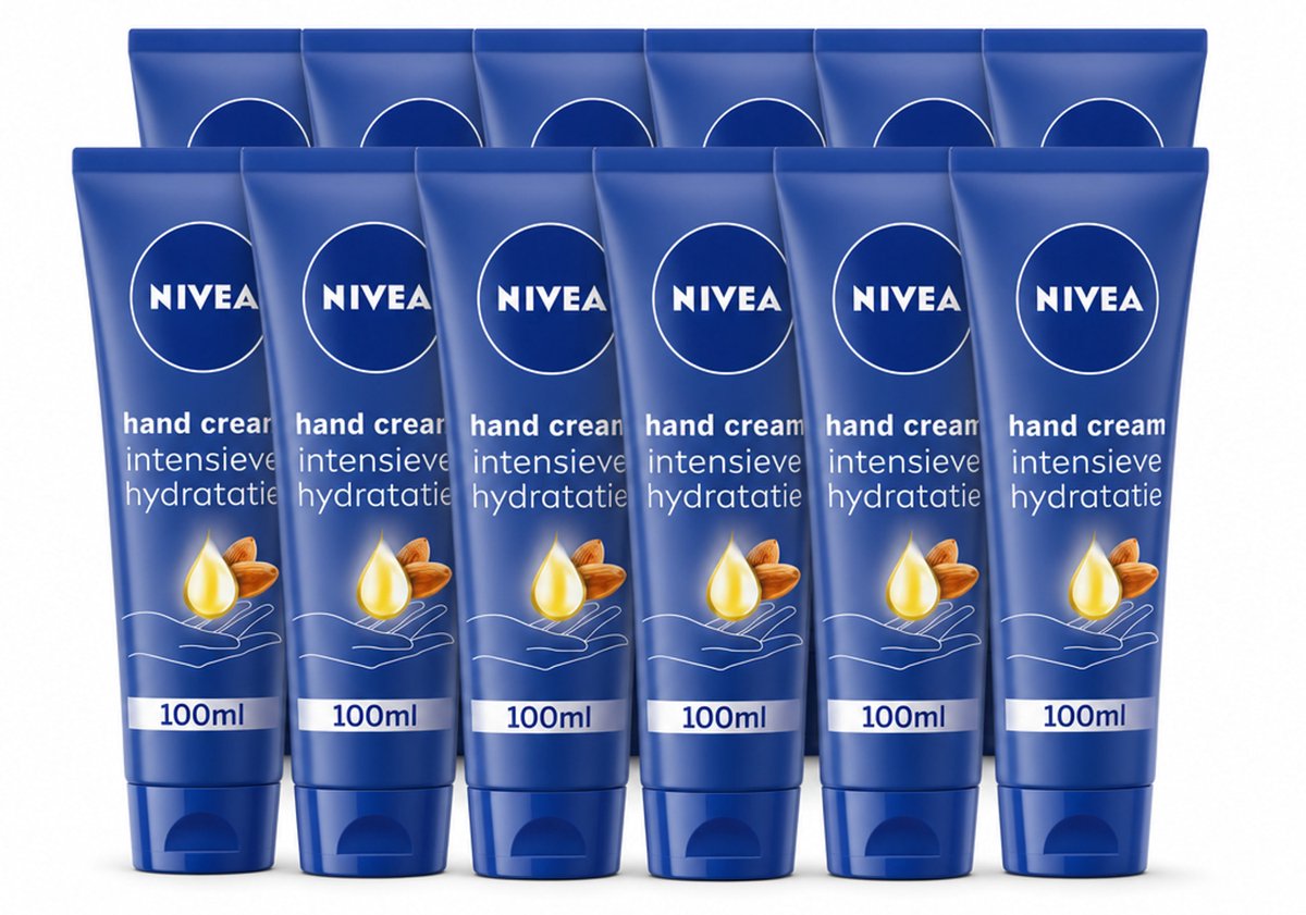 12 x NIVEA - Handcrème - Verzorgend - Intensieve Hydratatie - 100 ml - Voordeelverpakking - 12 stuks