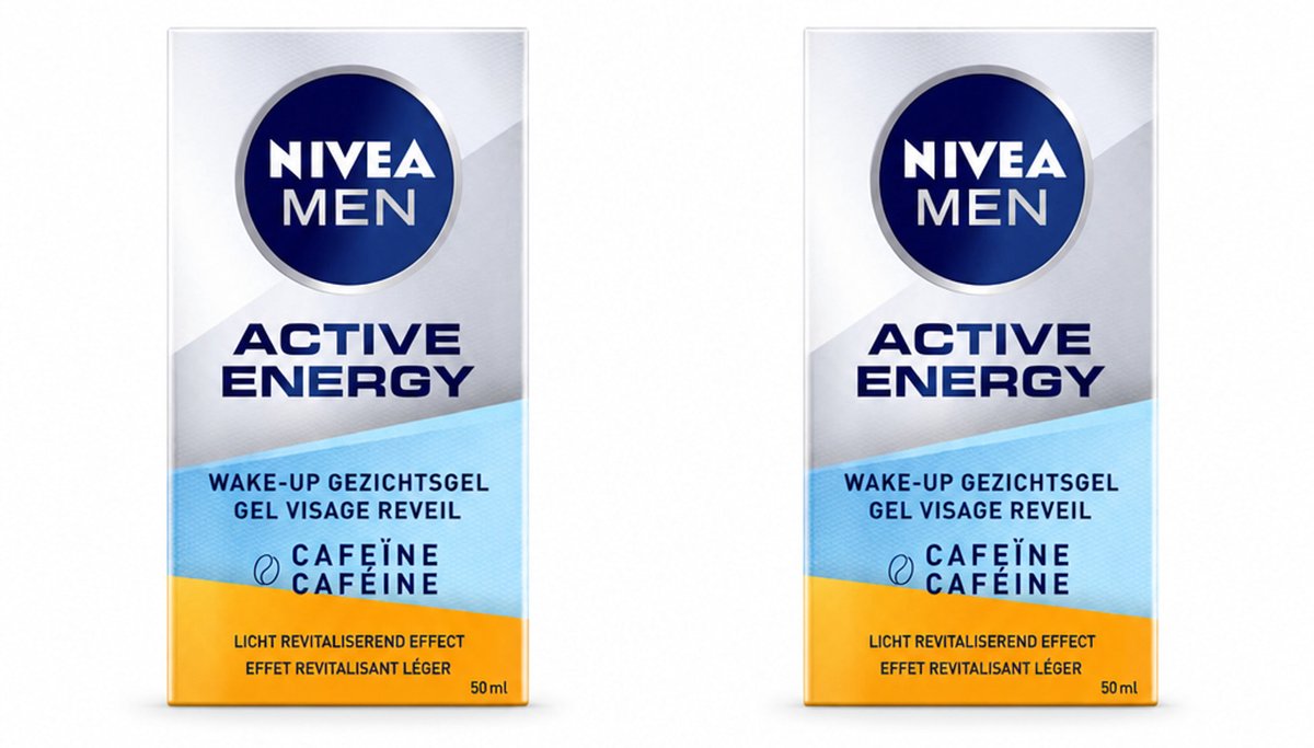2 x NIVEA MEN - Active Energy - Wake-up Gezichtsgel met Cafeïne - 50 ml - Bulkverpakking - 2 stuks