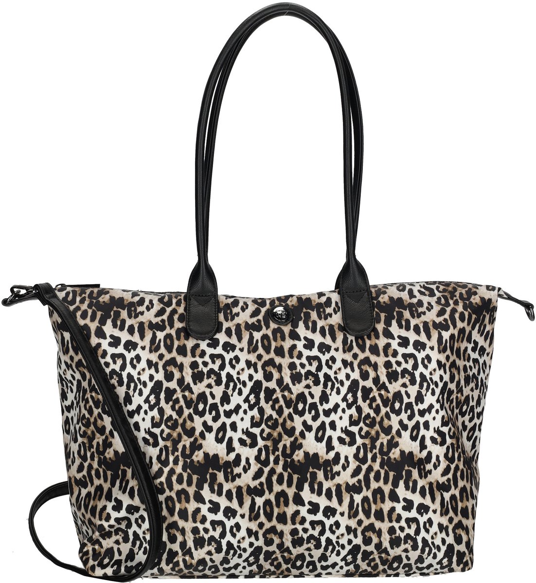 Enrico Benetti M69359 - Tas Shopper Strandtas Boodschappentas - Panterprint Luipaardprint - Zwart Bruin Beige