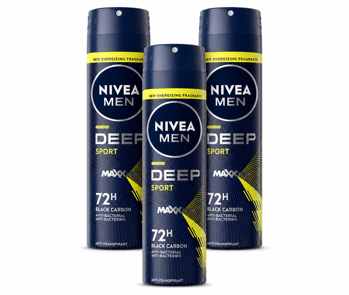 3 x NIVEA MEN - Deodorant Spray - Deep Sport - 150 ml - Bulkverpakking - 3 stuks