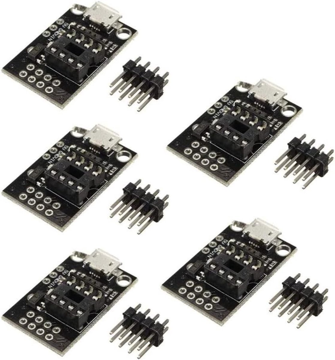 5-delige programmeerbare ontwikkelset voor ATtiny13A/ATtiny25/ATtiny45/ATtiny85 met Micro USB-aansluiting en programmeersoftware