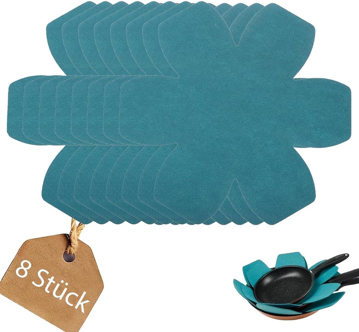 Set van 8 Pannenbeschermers van 35 cm - Dikke en Hittebestendige Pannenbescherming voor Stapelen en Opslag