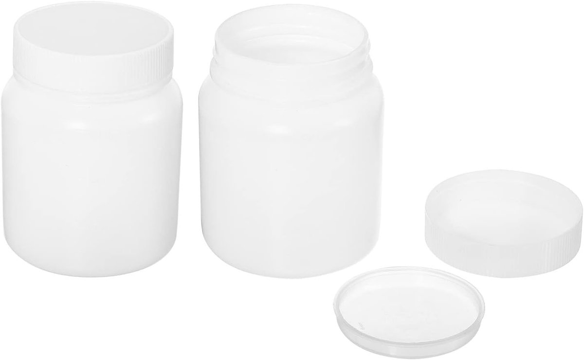 2 Pcs Chemische Opslagflessen met Dubbele Deksel, Verdeelde Container voor Laboratorium en Fabriek (Wit, 300ml) - Perfect voor Chemische Reagenten en Veiligheid