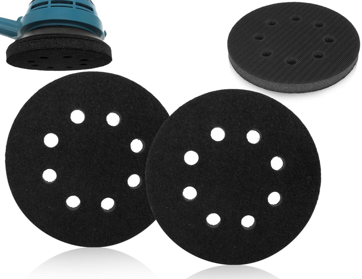 Zachte Schuurdiscs 125mm - 2 Stuks Schuurpads voor Schuurmachines, Vervangende Schijf met 8 Gaten, Perfect voor Schuren en Polijsten