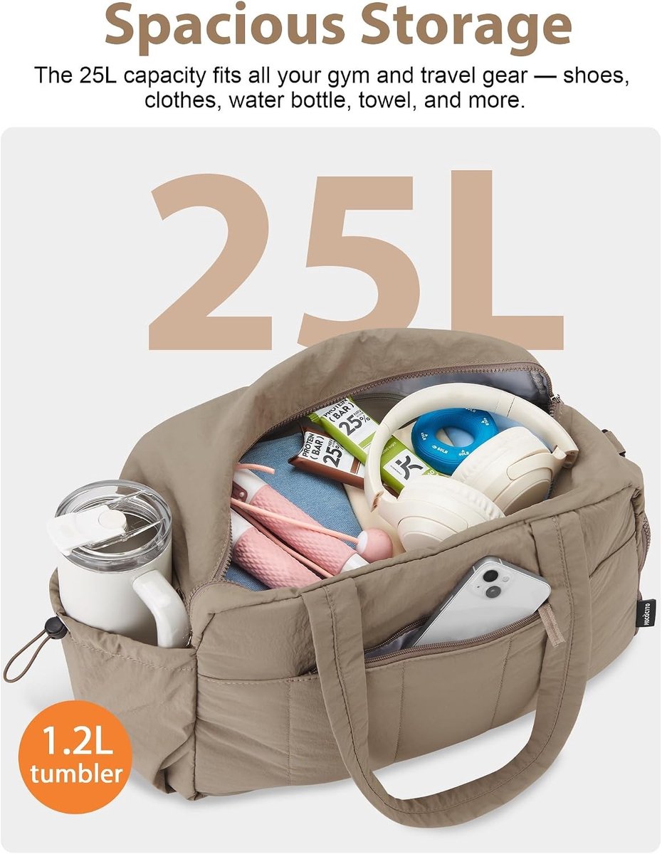 Gymtas - Camel - 25 liter - Waterbestendige Sporttas met Meerdere Compartimenten - Voor Dames