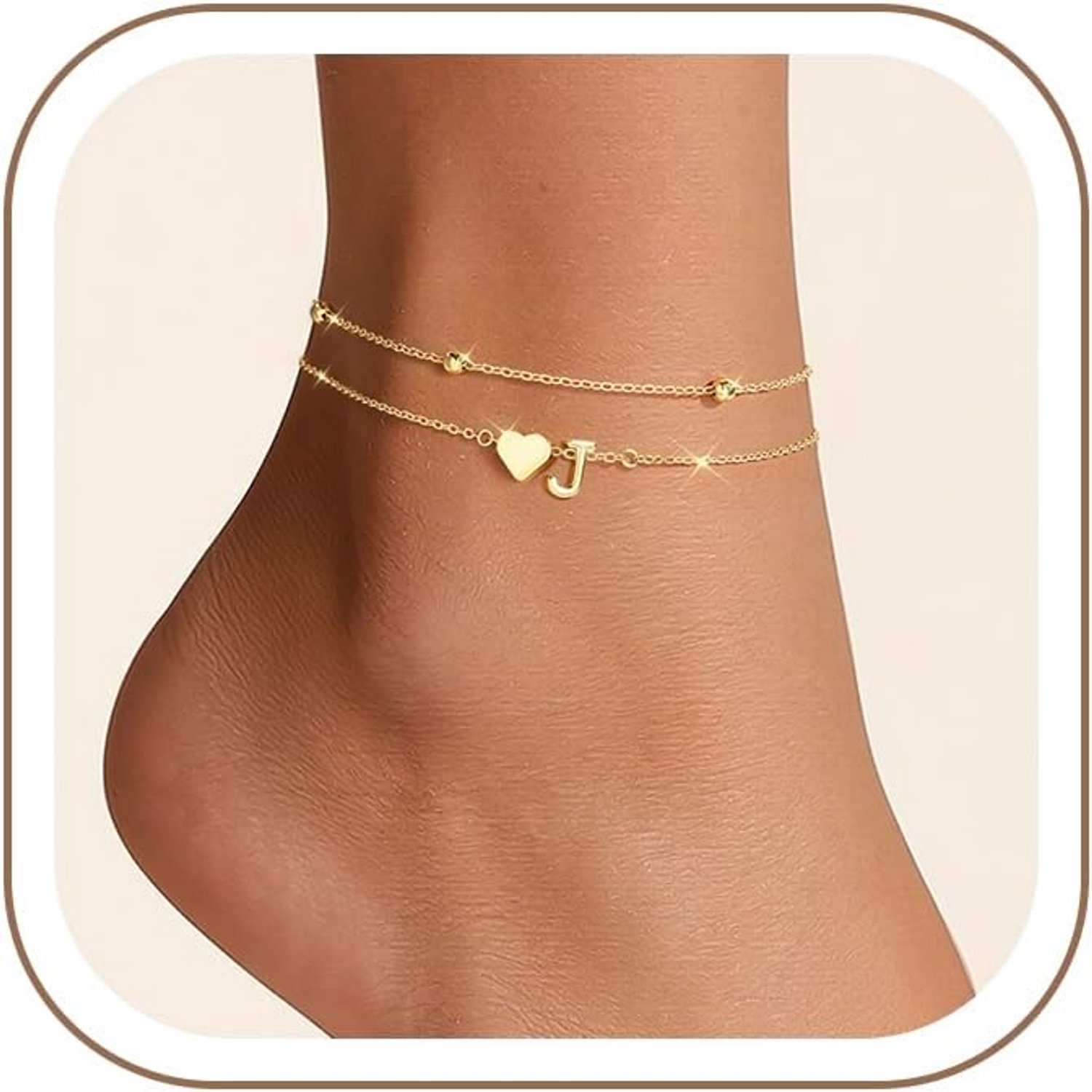 Anklet voor vrouwen - 14K goud - hartletter ontwerp - perfect cadeau voor haar - Homevero