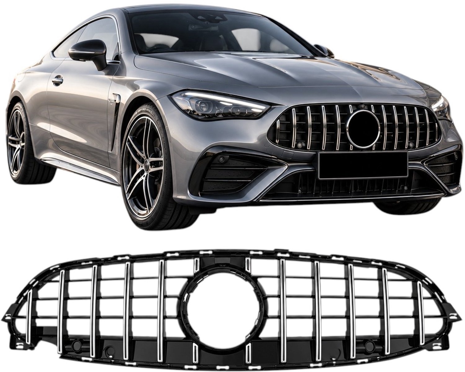 Panamericana Grill Geschikt voor Mercedes CLE C236/A236 2023-2026 – Hoogglans Zwart met Chroom