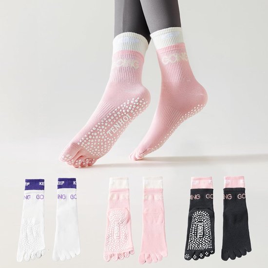 Dames Zehensokken - 3 Paar Antislip Sokken voor Yoga & Pilates — afbeelding 3
