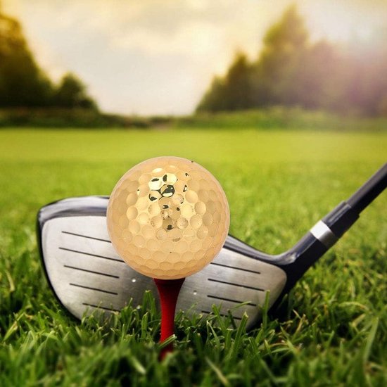 Gouden golfballen voor buitenactiviteiten, set van 3 rubberen golfballen voor training, sport en lange afstandsschieten — afbeelding 3