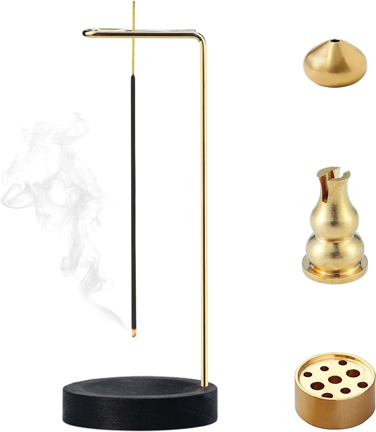 Incenshouder 9 gaatjes - houten basis - 4 in 1 - voor meditatie en yoga - Homevero