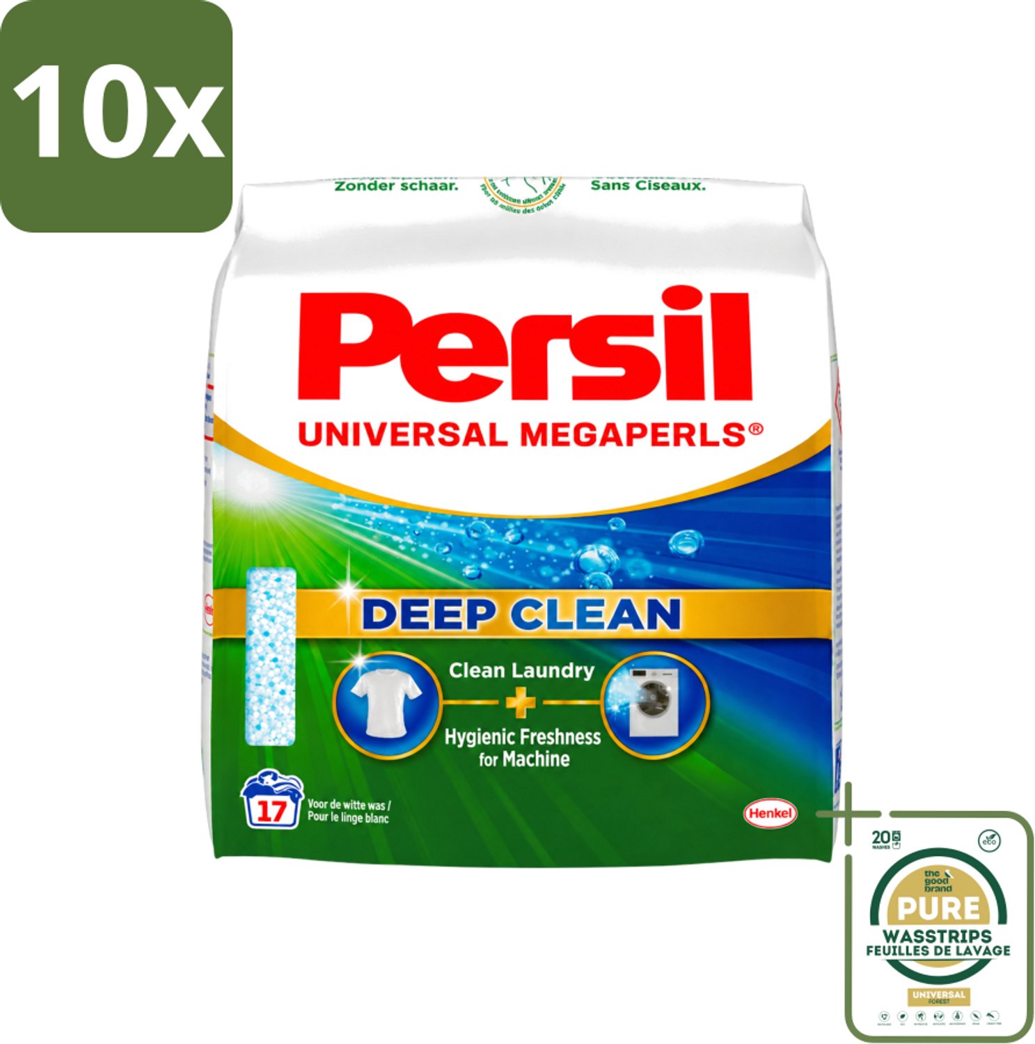 10 x Persil Universal Megaperls - Waspoeder - Witte en Gekleurde Was - 17 Wasbeurten - Wasstrips - Waspoeder - Was - Wasmiddel - Wasbeurten - Vlekverwijdering