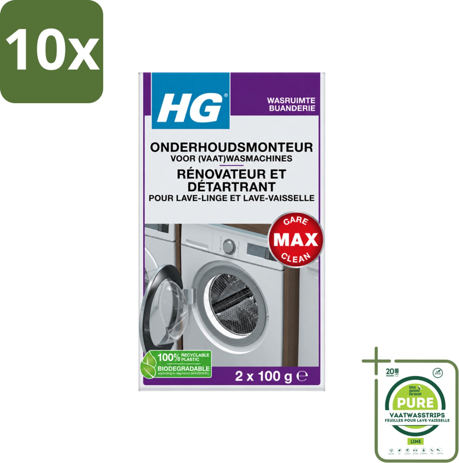 10 x HG - Onderhoudsmonteur Voor (Vaat)Wasmachines - 2 tot 4 Behandelingen - Grootverpakking - Vaatwasstrips - Wasmachine Onderhoud - Vaatwasser Onderhoud - Wasmachine Reinigen - Vaatwasser Reinigen - Kalk Verwijderen