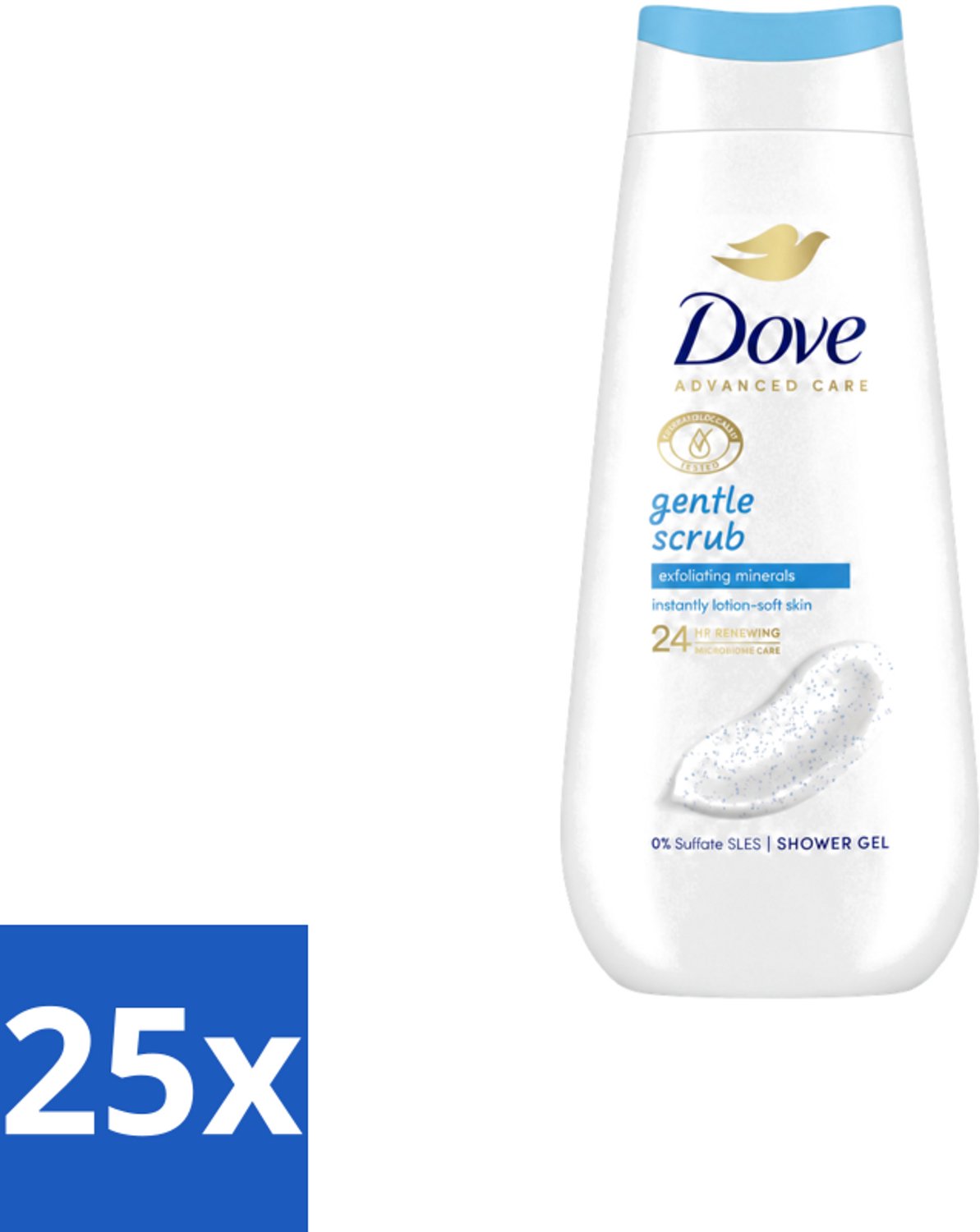25 x Dove – Douchegel – Advanced Care Gentle Scrub – 225 ml - Voordeelverpakking - 25 stuks