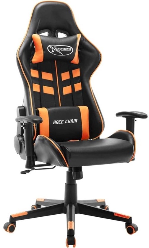 Gamingstoel - Racestoel als bureaustoel - Comfortabel zitten - Inclusief voetensteun - In hoogte verstelbaar - Zwart Oranje — afbeelding 2