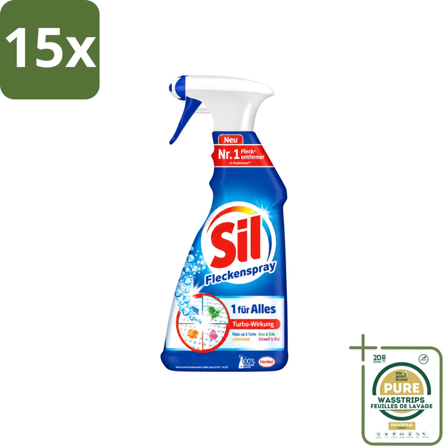 15 x Sil - Vlekverwijderaar - Spray - 500 ml - Wasstrips - Vlekverwijderaar - Wasmiddel - Stofverwijderaar - Vlekken Verwijderen - Wasmachine
