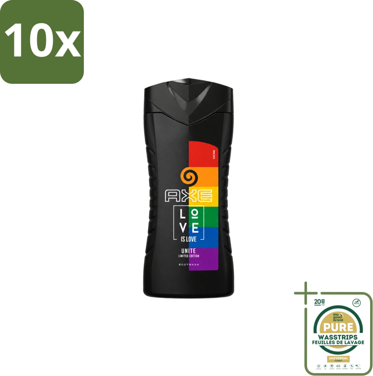 10 x AXE – Bodywash – Unite Love Is Love – 250 ml - Wasstrips - Douchegel - Africa - Frisheid - Schuim - Reiniging