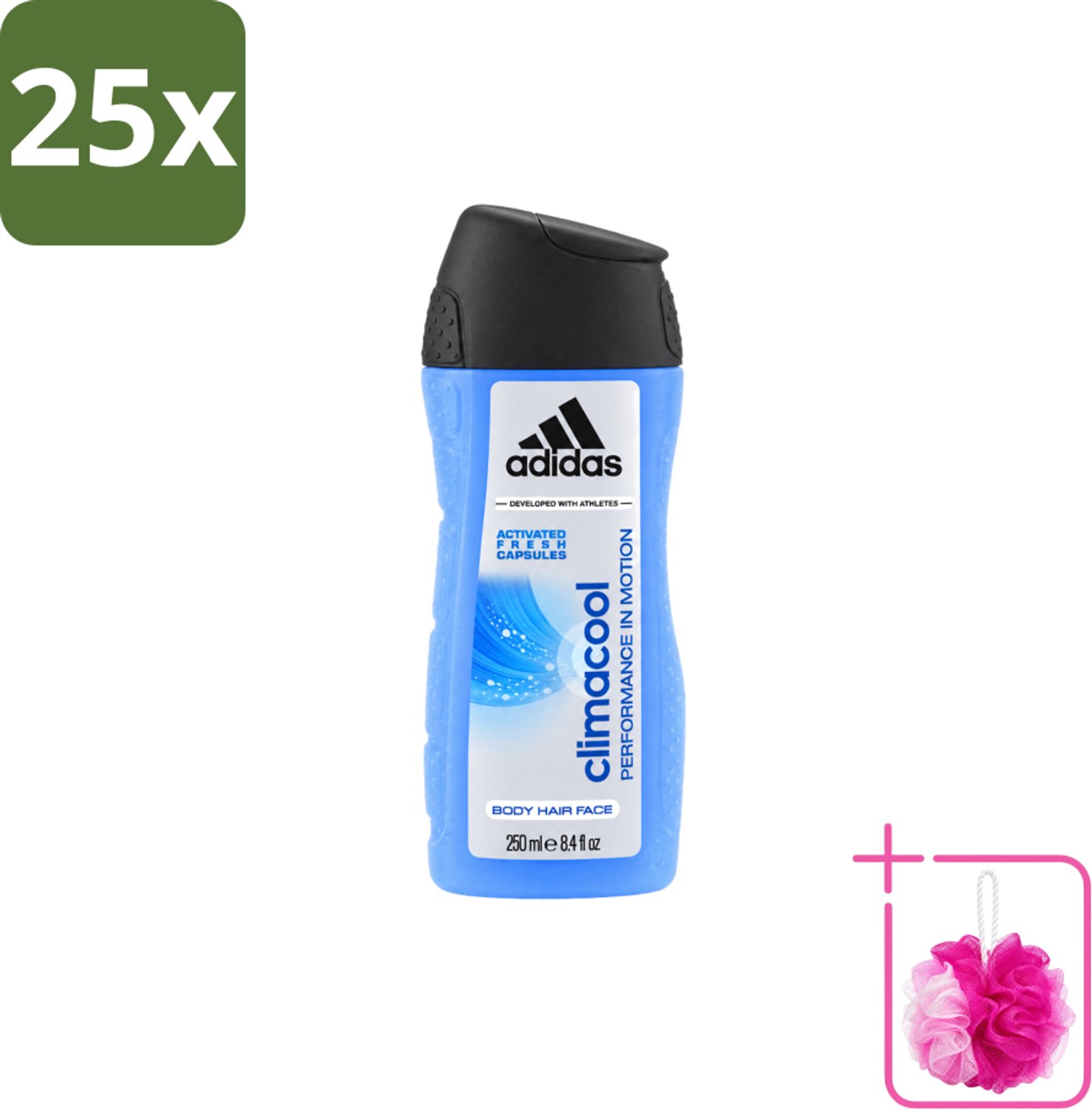 25 x Adidas – Douchegel – Climacool Men – 250 ml - Bulkverpakking - Douchegel - Douchemop - Frisheid