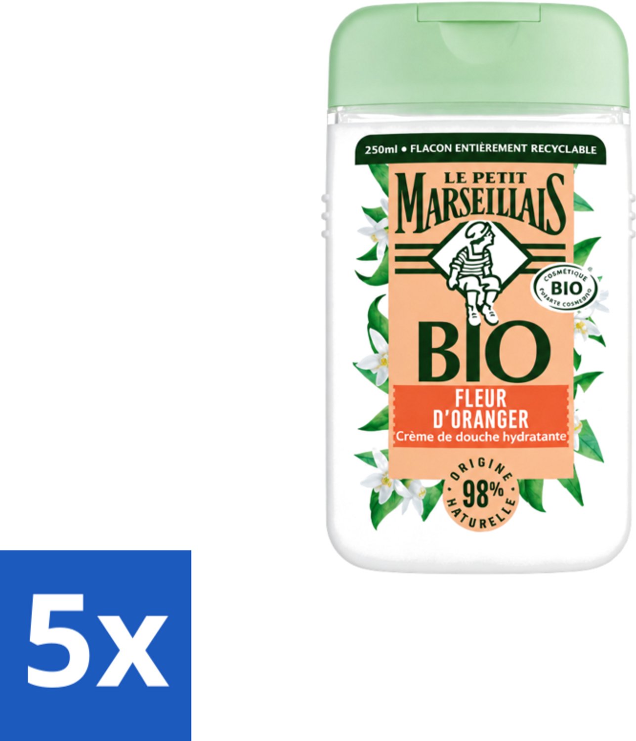 5 x Le Petit Marseillais – Douchegel – Fleur d’Oranger – 250 ml - Voordeelverpakking - 5 stuks