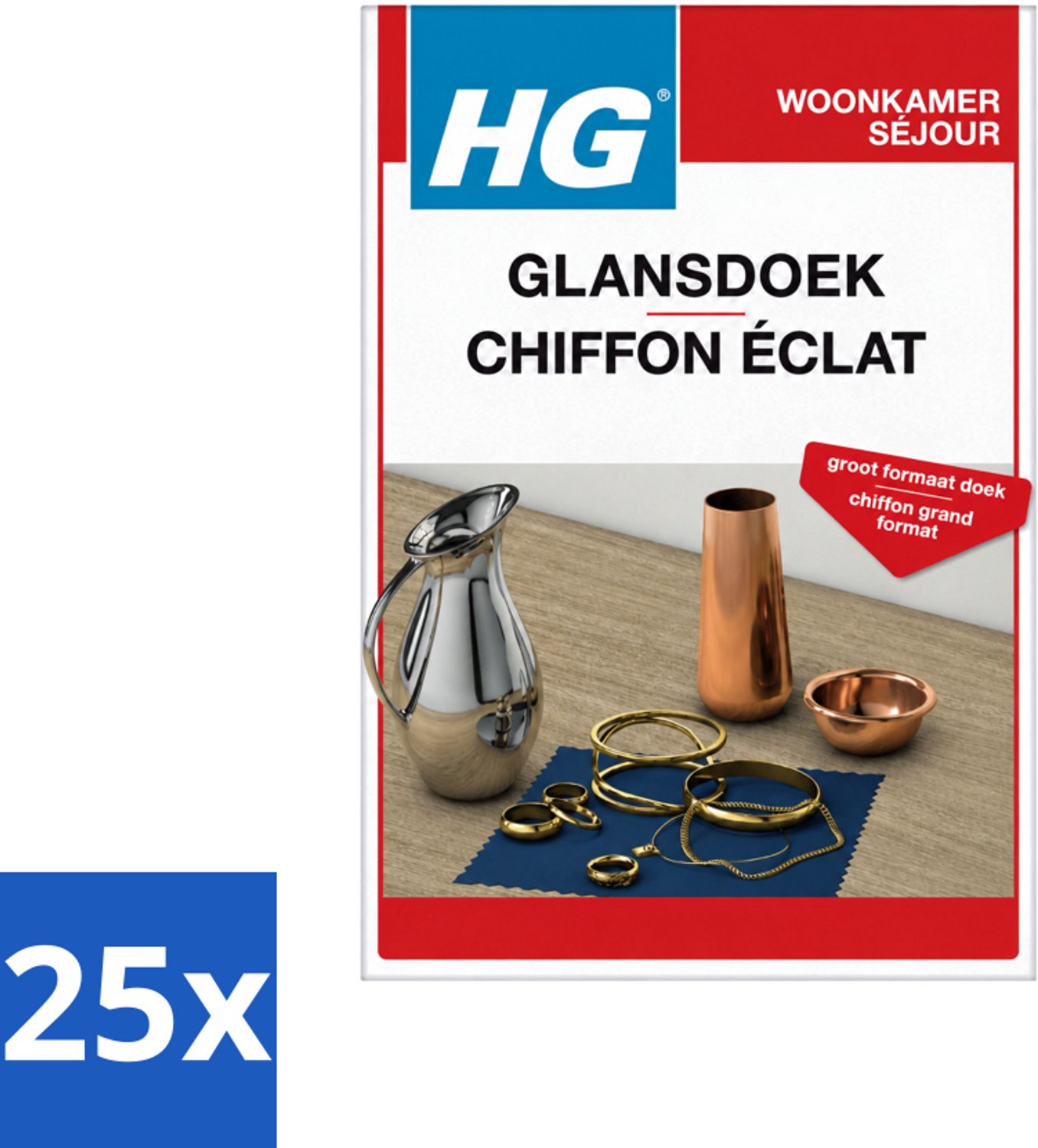 25 x HG - Zilver Glansdoek - Groot Formaat - Optimale Glans - 1 Doek - Voordeelverpakking - 25 stuks