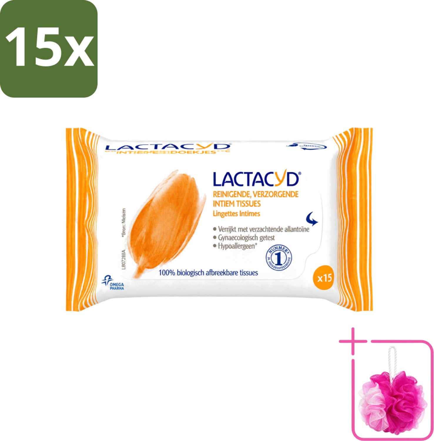 15 x Lactacyd Classic - Intieme Doekjes - Reinigend - Biologisch Afbreekbaar - 15 Doekjes - Bulkverpakking - Intieme doekjes - Douchemop - Reiniging intieme zone