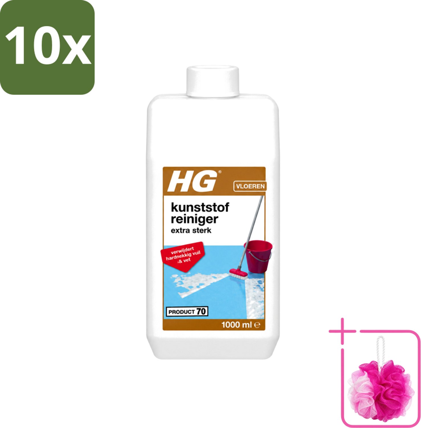 10 x HG - Kunststofreiniger - Extra Sterk - Verwijdert Hardnekkig Vuil & Vet - 1L - Bulkverpakking - Kunststof vloer reinigen - Douchemop - Kunststof vloer krachtreiniger
