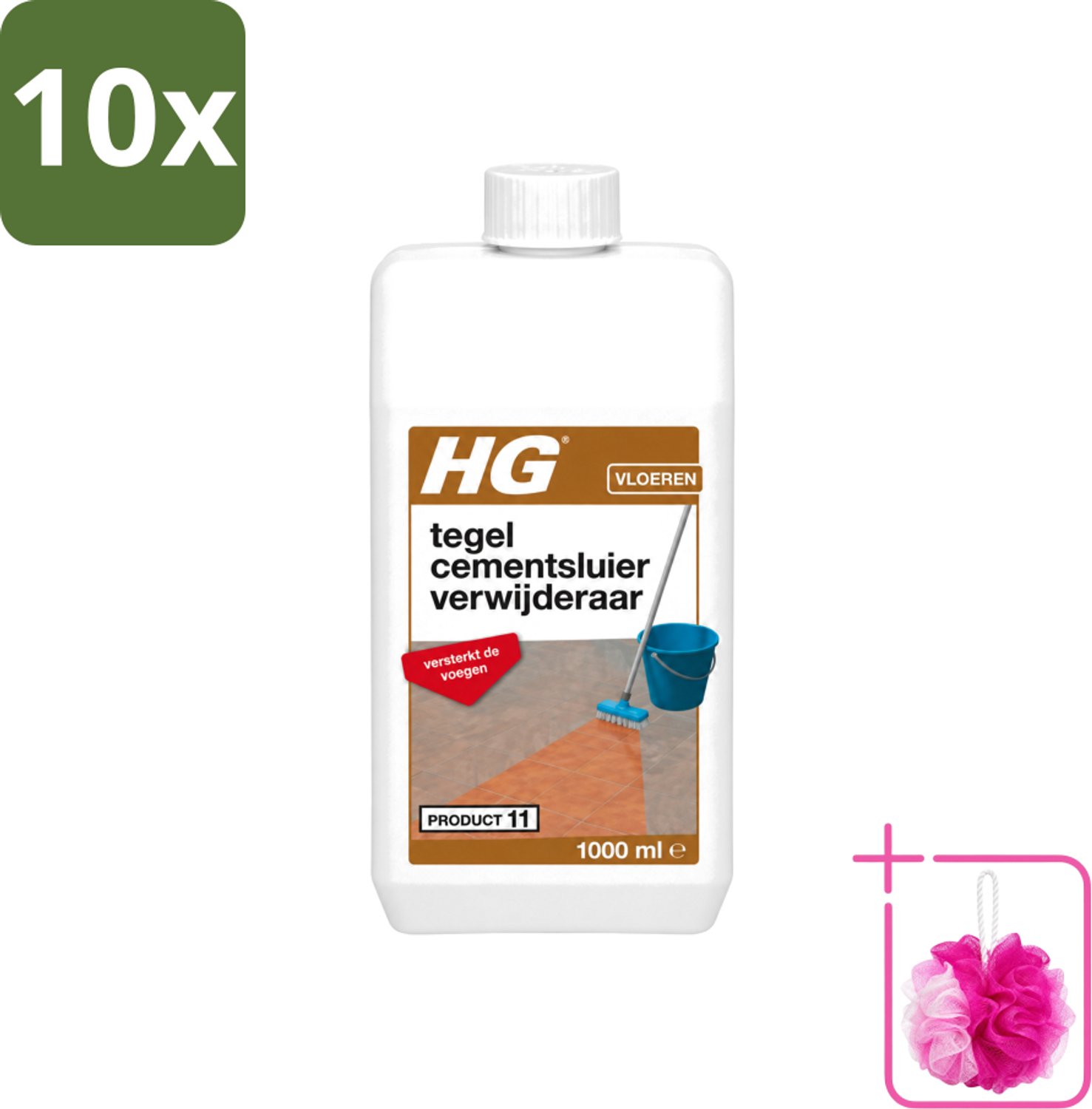 10 x HG - Vloeren - Tegel Cementsluierverwijderaar - Versterkt De Voegen - 1L - Bulkverpakking - Cement verwijderen tegels - Douchemop - Cement verwijderen plavuizen