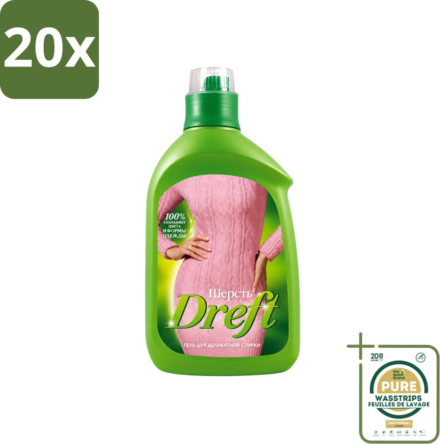 20 x Dreft - Vloeibaar Wasmiddel - Witte en Gekleurde Was - Voor Wol - 800 ml - Wasstrips - Wasmiddel Voor Wol - Zachte Was - Was Voor Gevoelige Stoffen - Wasmiddel Voor Witte En Gekleurde Kleding - Wasmiddel Voor Wol En Zijde