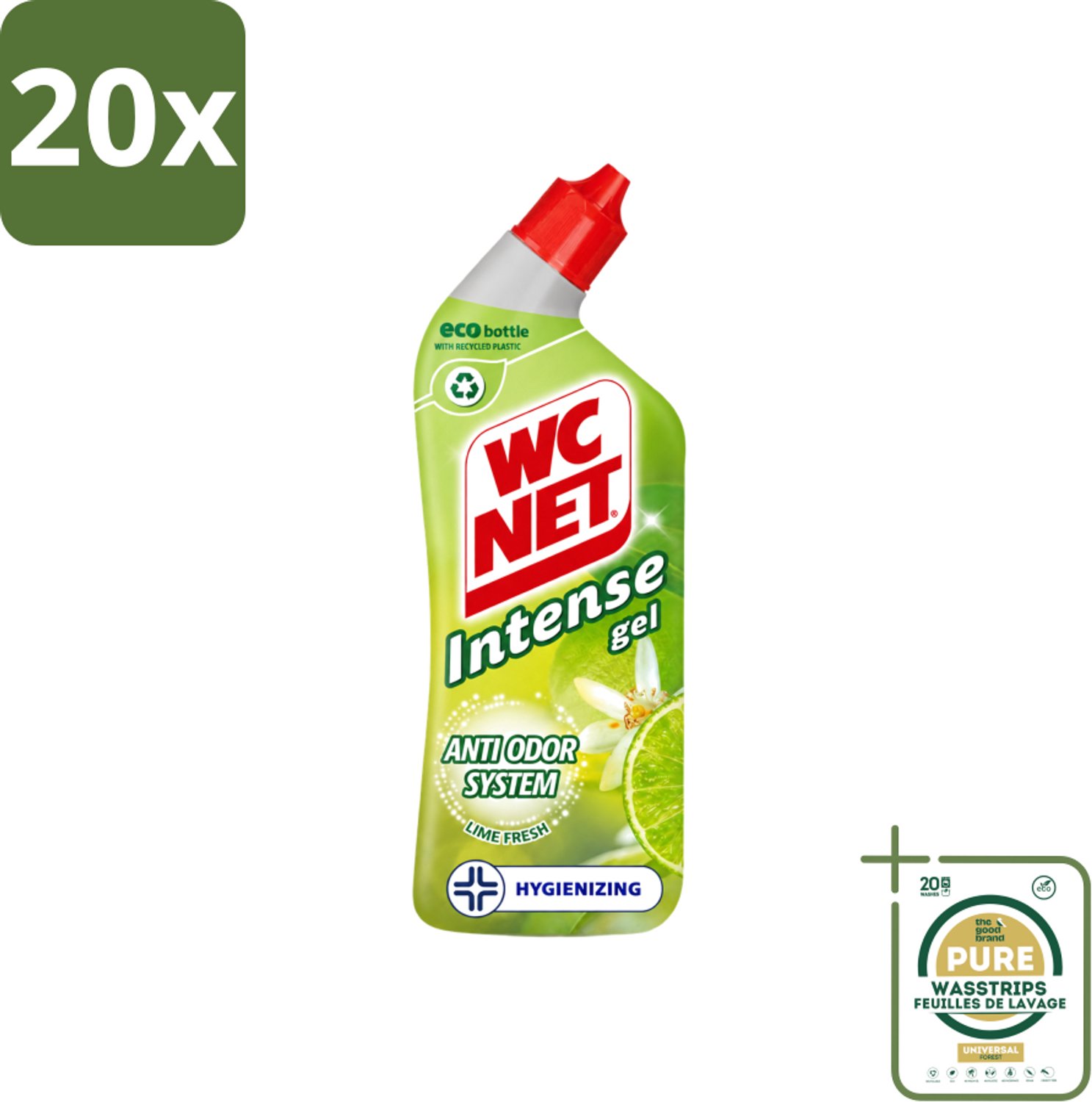 20 x WC Net - Toiletreiniger - Gel - Met Limoen- 750 ml - Wasstrips - WC Net - Toilet Reiniger - Toilet Reinigen - Toilet Geur - Toilet Reinigingsgel