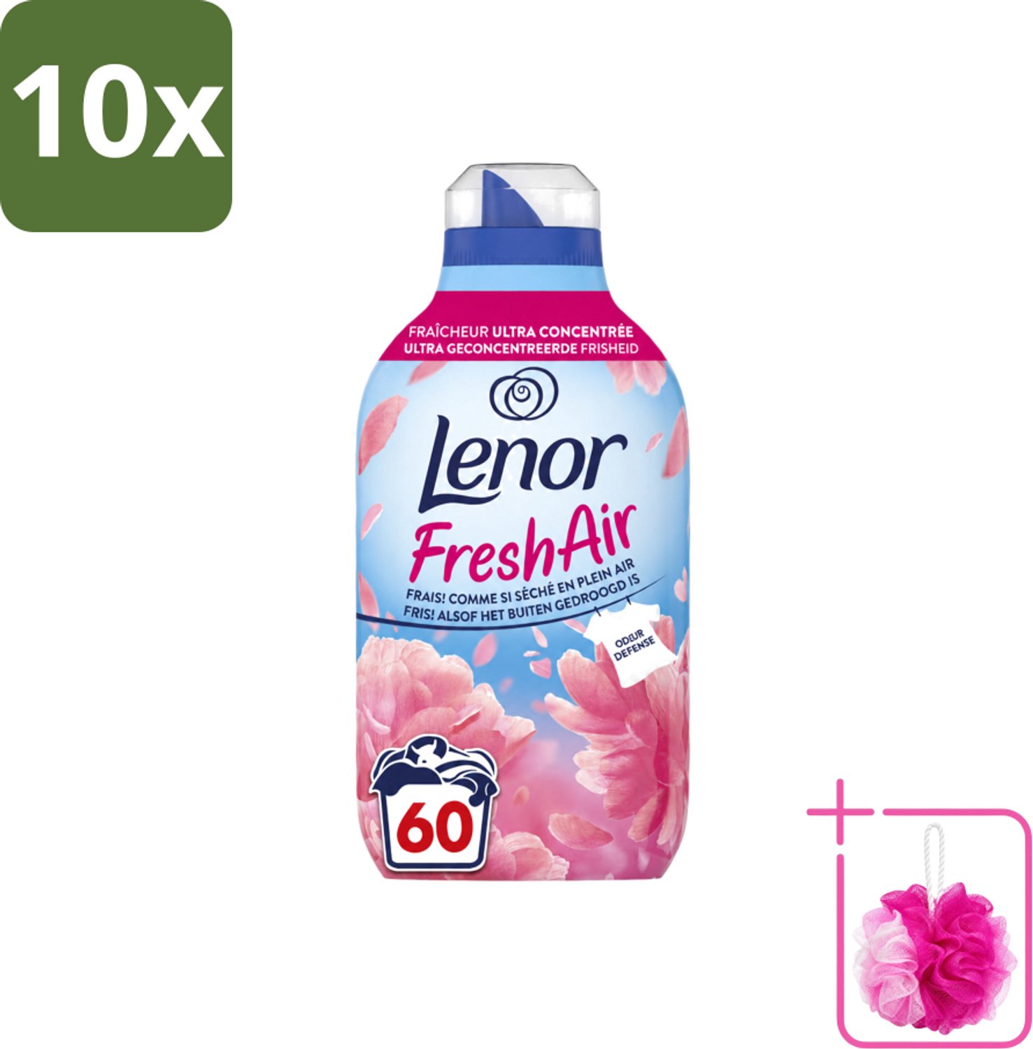 10 x Lenor – Wasverzachter – Bloesem – 60 Wasbeurten – 840 ml - Bulkverpakking - Wasverzachter - Douchemop - Buitenluchtfrisheid