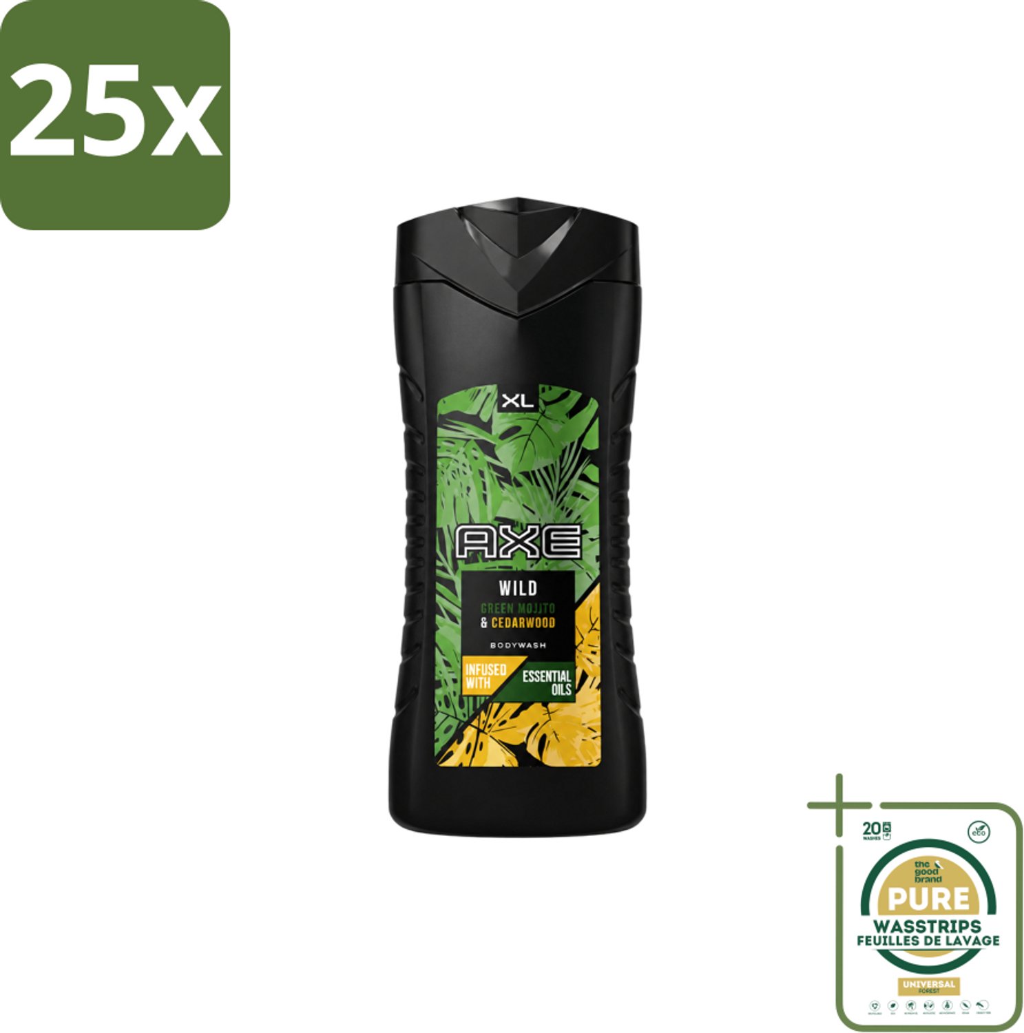 25 x AXE - Douchegel - Wild - 400 ml - Wasstrips - Douchegel - Frisheid - Mojito - Cederhout - Axe