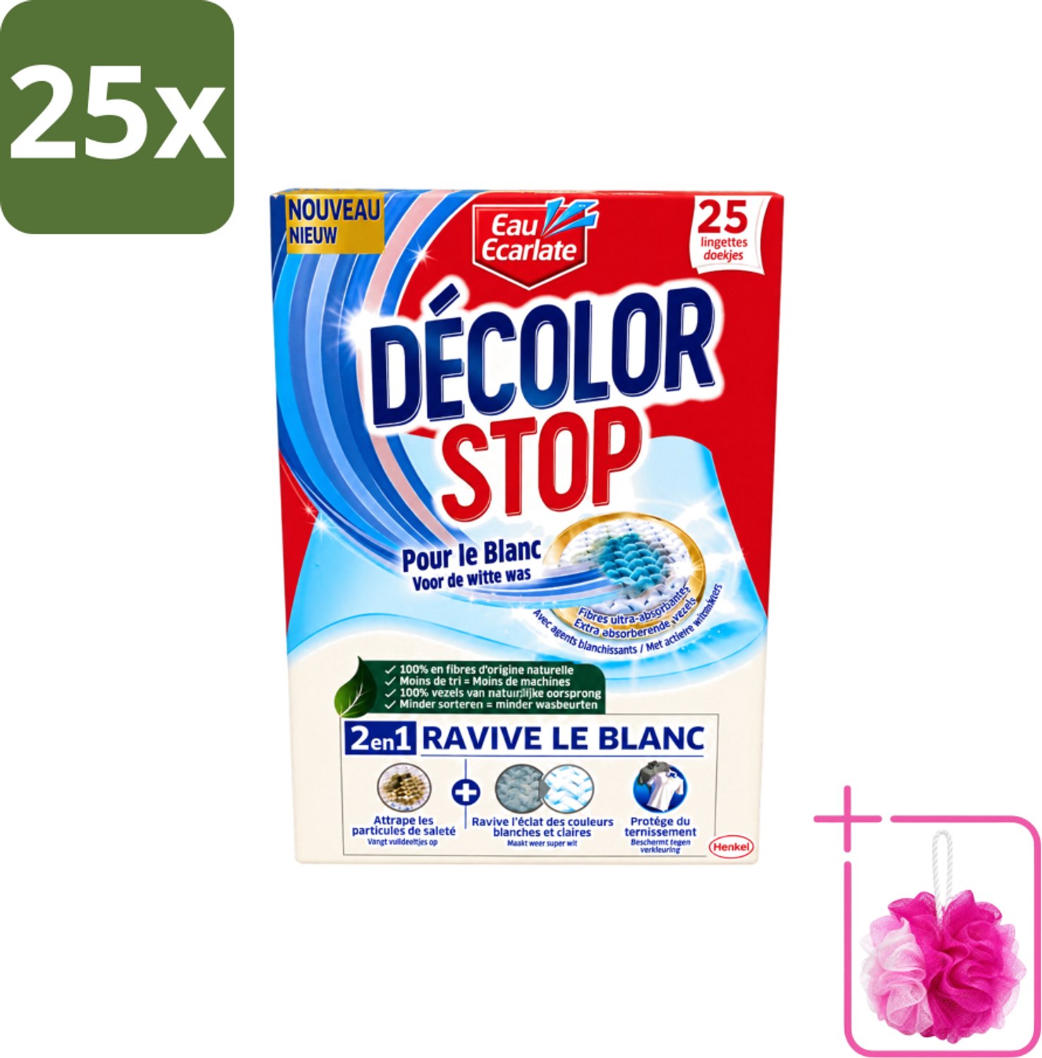 25 x Eau Eclarate - Sublim Blanc - Ultra Witmakend - 25 doekjes - Bulkverpakking - Wit textiel herstellen - Douchemop - Glans herstellen