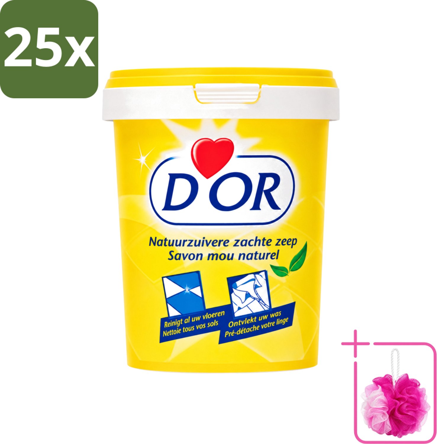 25 x D'Or - Natuurzuivere Zachte Zeep - Vast Zeepmiddel - Voor Vloeren en Was - 1 kg - Bulkverpakking - Natuurlijke zeep - Douchemop - Reiniging