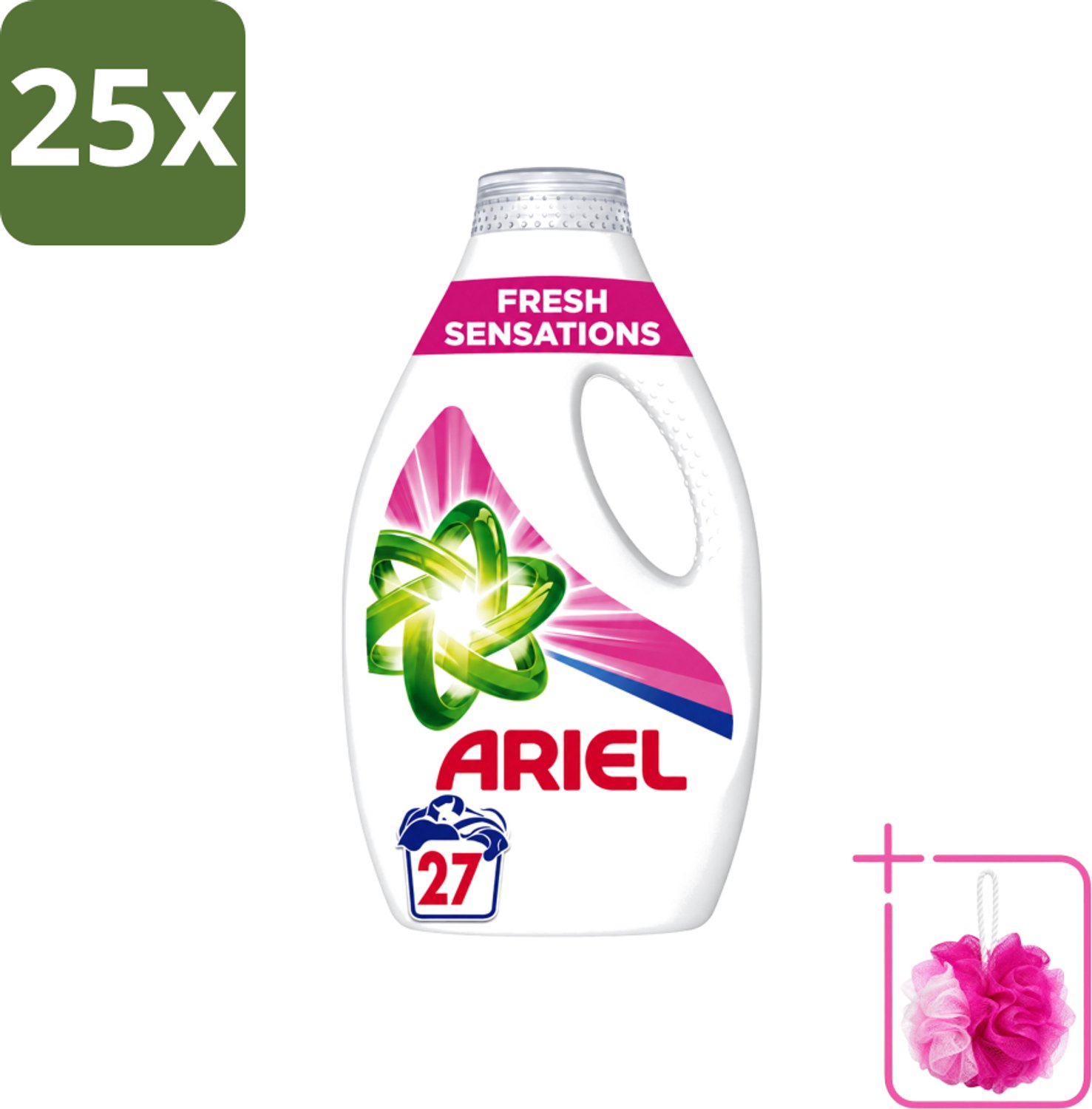 25 x Ariel Original - Fresh Sensations - Vloeibaar Wasmiddel - Witte en Lichtgekleurde Was - 27 Wasbeurten - Bulkverpakking - Vloeibaar wasmiddel - Douchemop - Frisse geur
