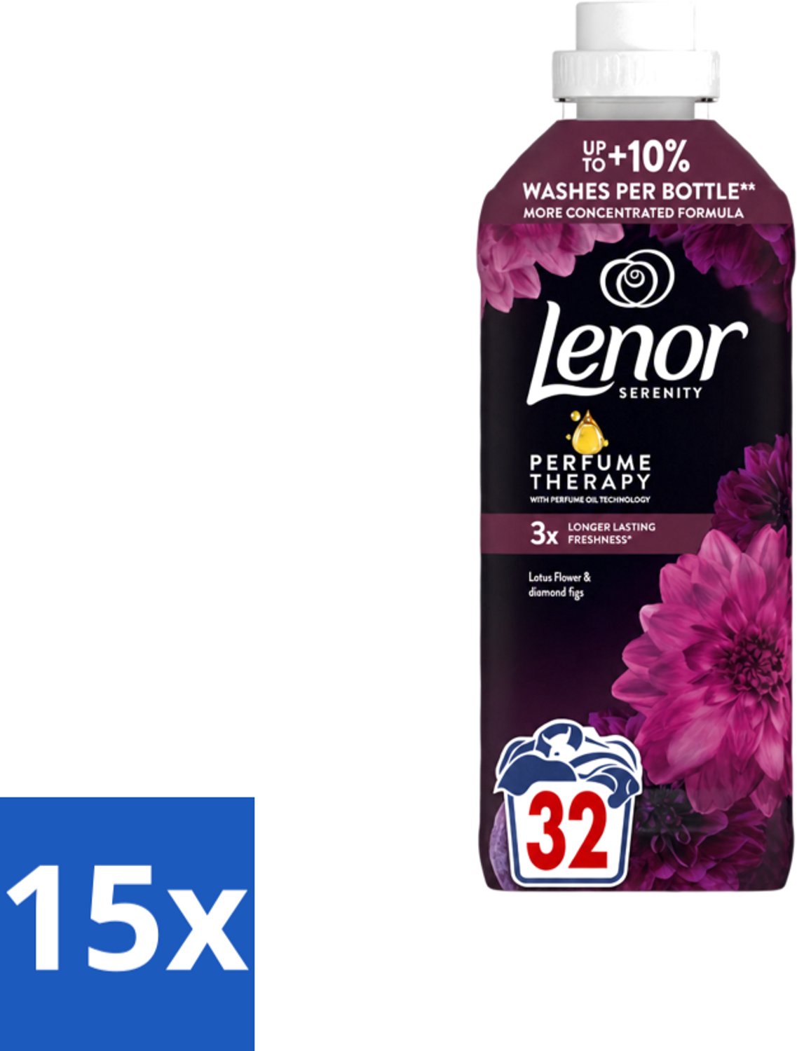15 x Lenor – Wasverzachter – Lotus Flower & Diamond Figs – 32 Wasbeurten – 675 ml - Voordeelverpakking - 15 stuks