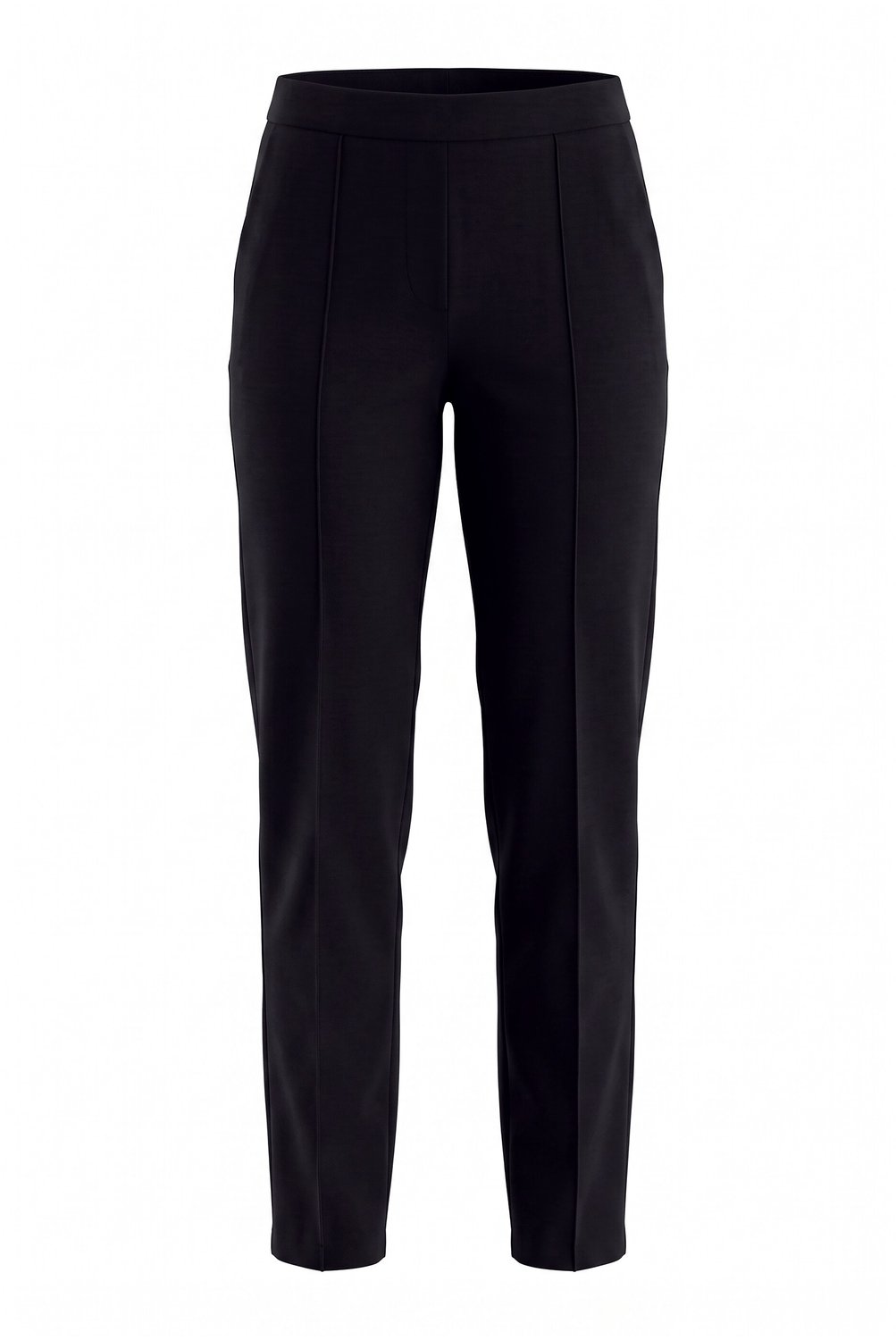 Ulla Popken - Dames - Broek Punto di Roma conische pijp biezen - Zwart - Maat 54