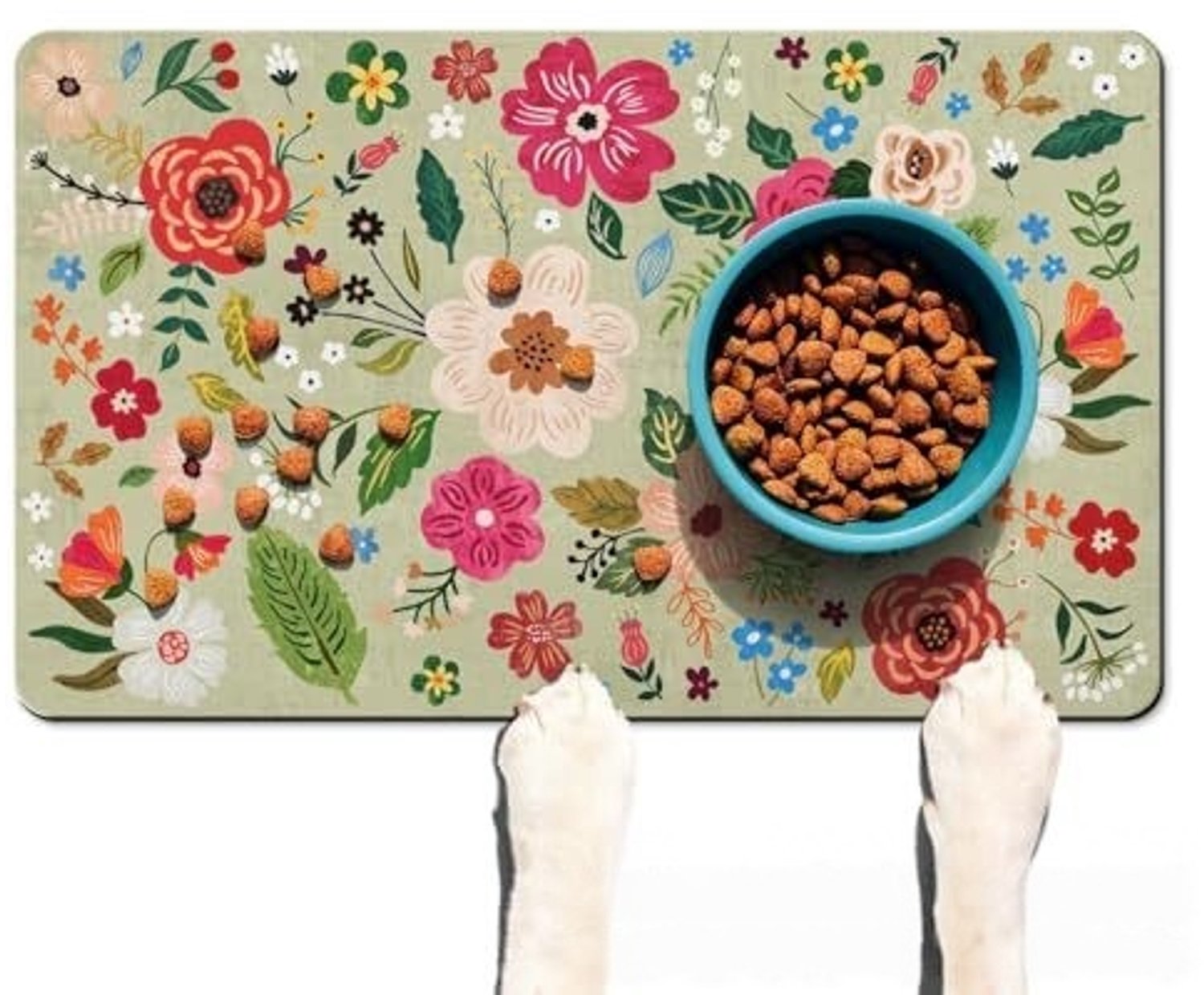 Huisdiermat – Voermat voor honden – Absorberende mat – Mat voor voer- en drinkbakken – Sneldrogend (houdt de voerplek droog en schoon) – Antislip – Eenvoudig dagelijks te reinigen (veeg het oppervlak simpelweg af met een vochtige doek)-50 x 80 cm