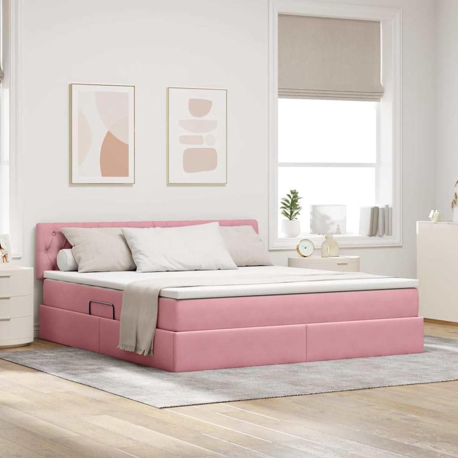 Opbergbed Hydraulische Lift Roze 160 x 200 cm