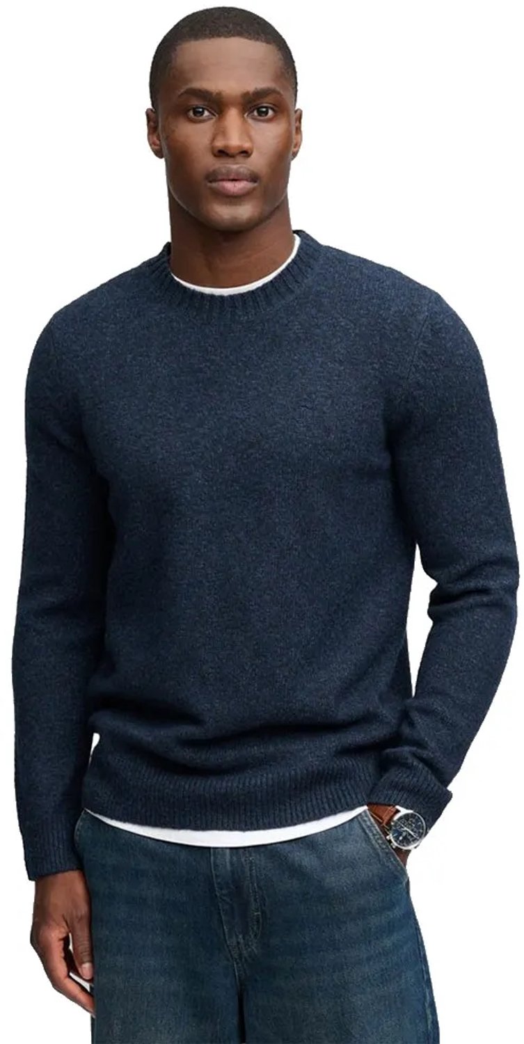Superdry Geborstelde Kabel Mouw Trui Heren Sweaters Marineblauw
