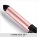 Extra lange rose-gouden cilinder van de krultang, ideaal voor alle haarlengtes.
